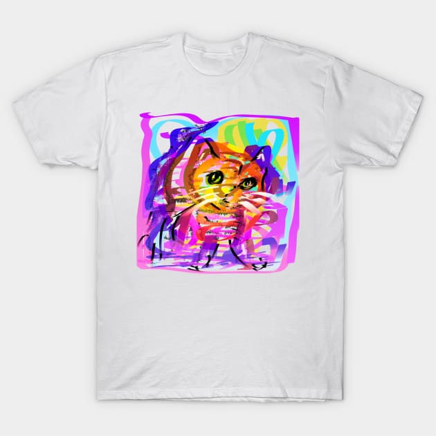 Purple Pink  Cat T-Shirt by tanyazevallos